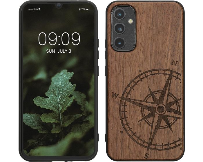 KWmobile Wooden Case Navigational Compass (60813.01) Θήκη Ξύλινη Dark Brown (Samsung Galaxy A34 5G)