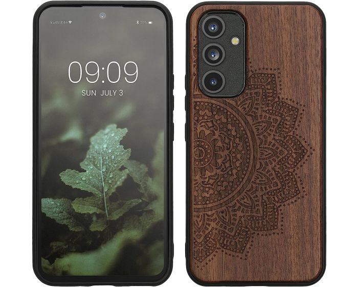 KWmobile Wooden Case Semi Flower (60799.01) Θήκη Ξύλινη Dark Brown (Samsung Galaxy A54 5G)