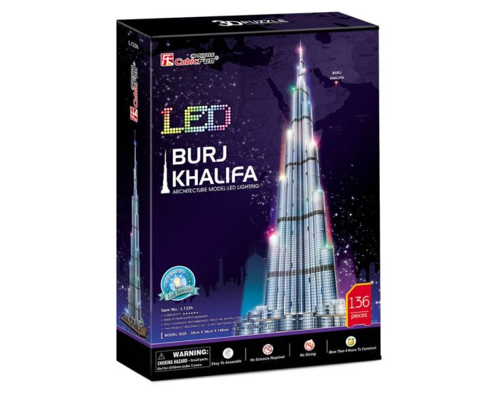 Cubic Fun L133h Burj Khalifa with LED 3D Puzzle 136 Pcs