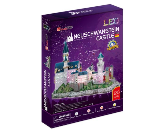 Cubic Fun L174h Neuschwanstein Castle with LED 3D Puzzle 128 Pcs