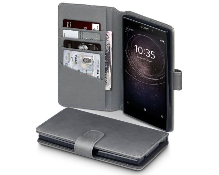 Terrapin Δερμάτινη Θήκη Πορτοφόλι Wallet Case (117-005-562) Γκρι (Sony Xperia L2)
