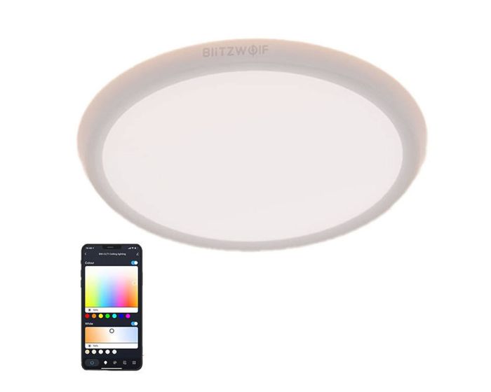 BlitzWolf BW-CLT1 LED Smart Ceiling Light with RGB Backlight, App Control - White