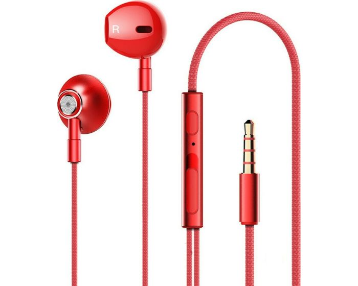 Lenovo HF140 Large Unit Semi In-Ear Earphones Handsfree Mini Jack 3.5mm - Red
