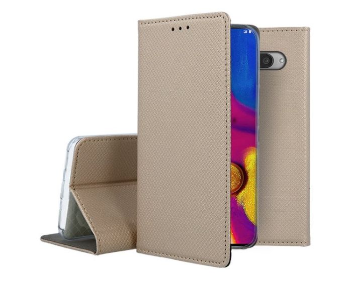 Forcell Smart Book Case με Δυνατότητα Stand Θήκη Πορτοφόλι Gold (LG V40 ThinQ)