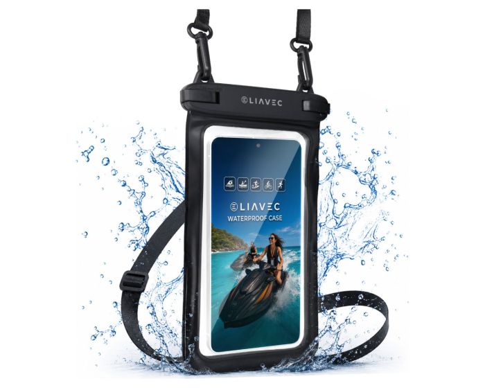 Liavec Aqua Universal Waterproof Phone Case - Αδιάβροχη Θήκη για Κινητά έως 7'' - Black - MT83860