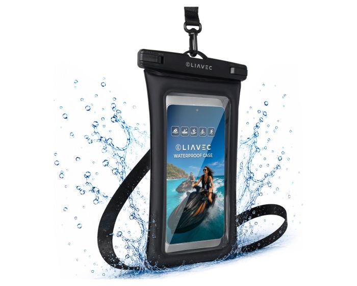 Liavec Aqua Universal Waterproof Phone Case with Airbag - Αδιάβροχη Θήκη για Κινητά έως 8'' - Black - MT83861