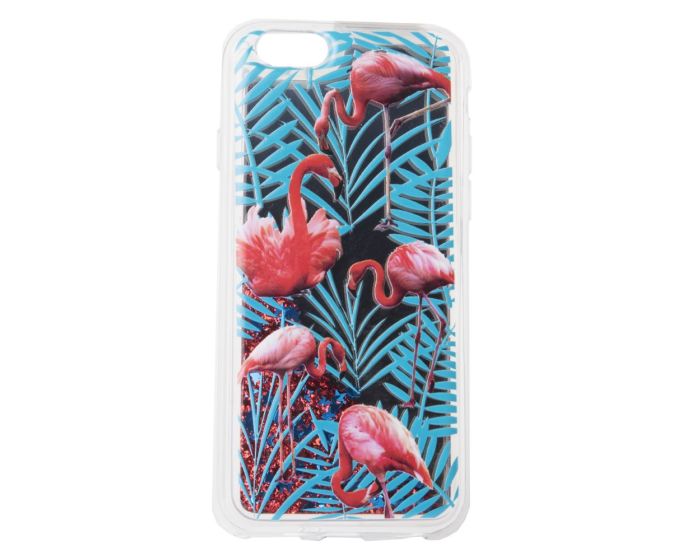 Liquid Glitter Flamingo Case Θήκη με Χρυσόσκονη Blue (iPhone 6 / 6s)