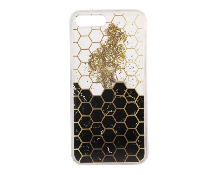 Liquid Glitter Honeycomb TPU Case Θήκη με Χρυσόσκονη - Black (iPhone 7 / 8 / SE 2020 / 2022)