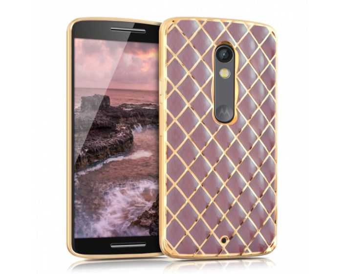 KWmobile Luxury Diamonds Slim Fit Gel Case Θήκη Σιλικόνης (37426.08) Pink / Gold (Motorola Moto X Play)
