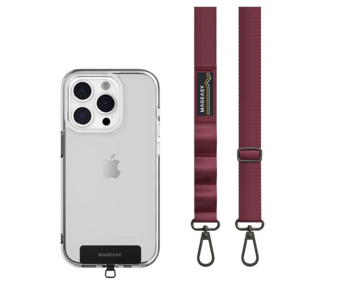 MagEasy Strap + Strap Card (MPHIPH159BD23) Universal Neck Strap Λουράκι - Burgundy