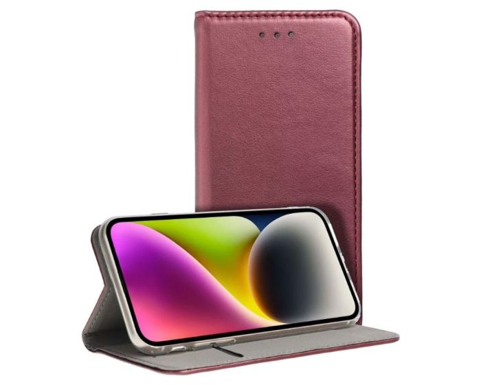 Forcell Magnet Wallet Case Θήκη Πορτοφόλι με δυνατότητα Stand Burgundy (iPhone 16 Plus)