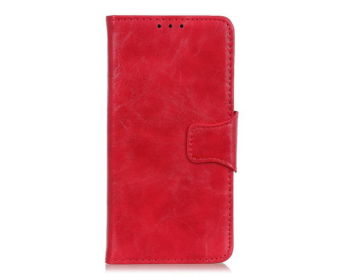 Crazy Horse Magnet Wallet Case Θήκη Πορτοφόλι με Δυνατότητα Stand - Red (Xiaomi Poco X3 NFC / X3 Pro)