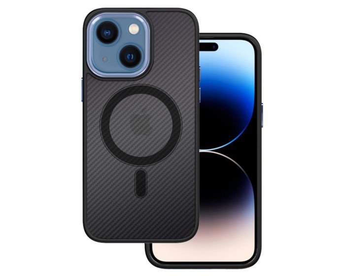 Tel Protect Magnetic Carbon MagSafe Hybrid Case Black / Purple (iPhone 14)