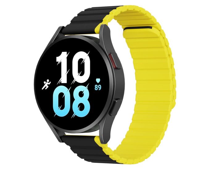 DUX DUCIS Magnetic Silicone Band 20mm LD Black / Yellow για Samsung Galaxy Watch 5 / 5 Pro / 6 / 6 Pro / 6 Classic