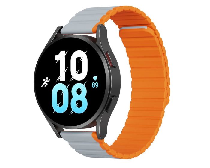 DUX DUCIS Magnetic Silicone Band 22mm LD Grey / Orange για Samsung Galaxy Watch 3 45mm / S3 / Huawei Watch Ultimate / GT3 SE 46mm