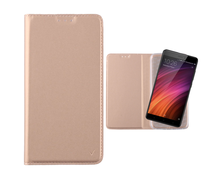 Magnet Book Stand Case Gold – Xiaomi Redmi 4A