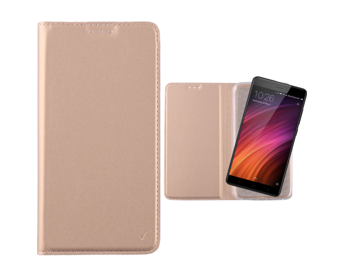 Magnet Book Stand Case Gold – Xiaomi Redmi Note 4