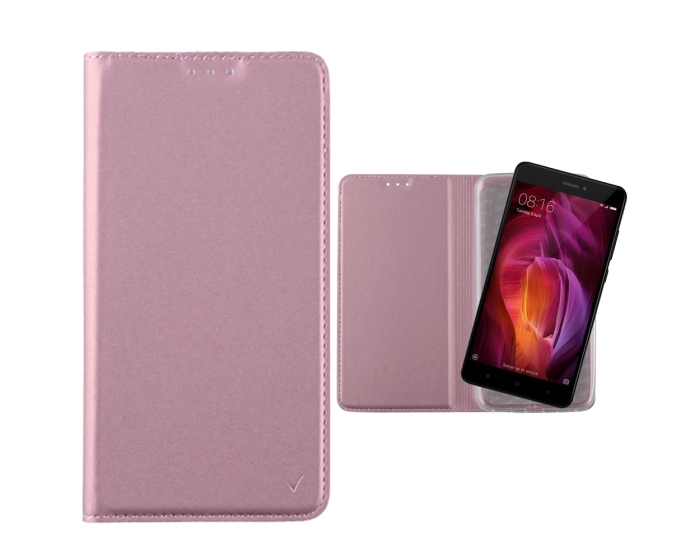 Magnet Book Stand Case Rose Gold – Xiaomi Redmi Note 4