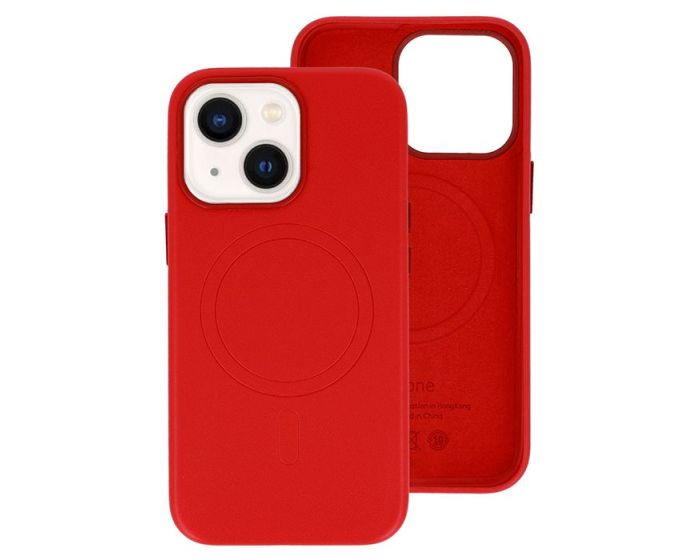 MagSafe PU Leather Back Cover Case - Red (iPhone 14)