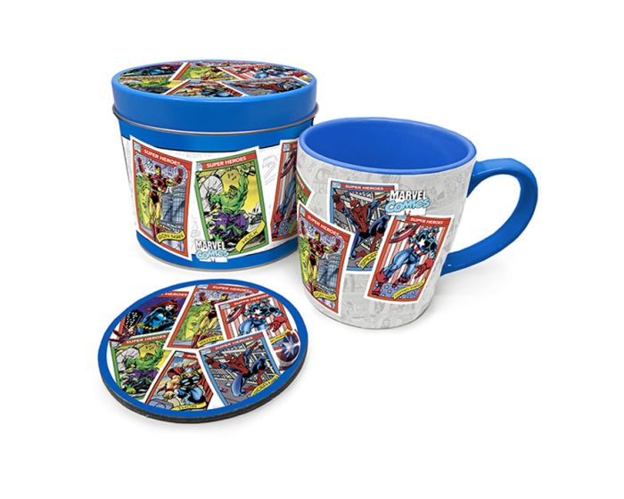 Marvel Retro (Collectors Cards) Mug & Coaster In Tin Set