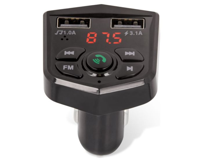 Maxlife MXFT-02 FM Transmitter Car Charger 2x USB Φορτιστής Αυτοκινήτου - Black - MT82747