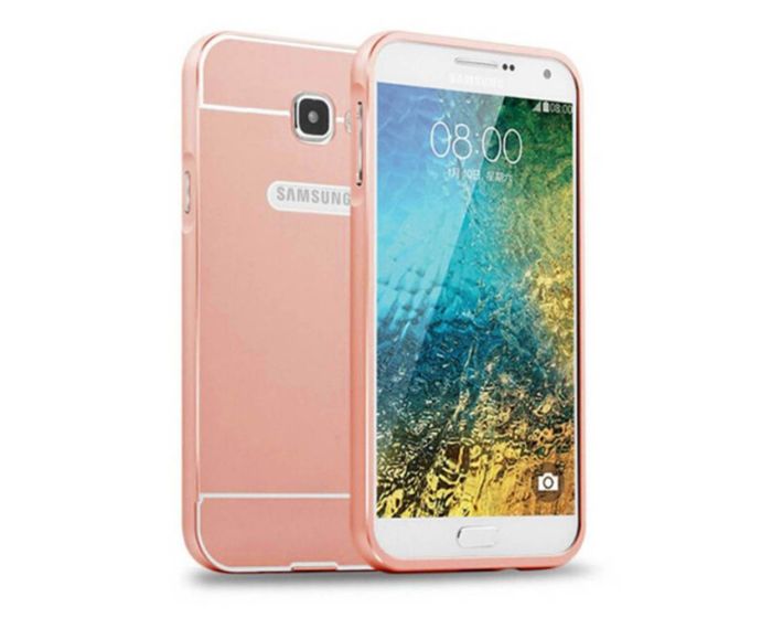 Aluminum Bumper & Back Mirror Cover - Rose Gold (Samsung Galaxy A3 II - 2016)