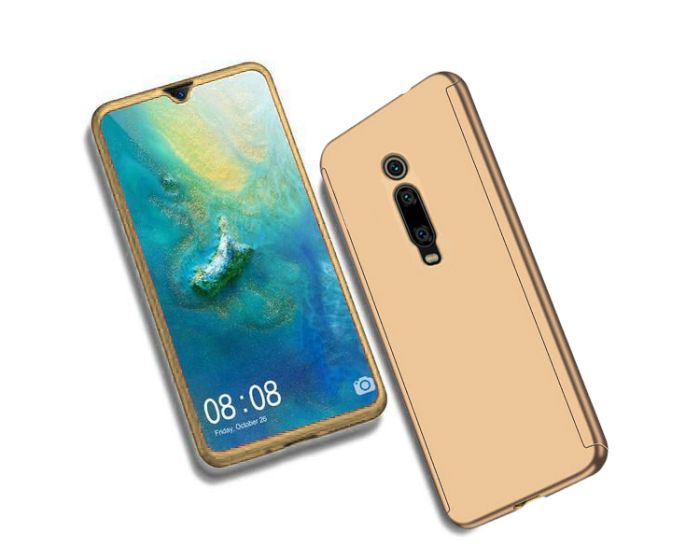 360 Full Cover Case & Tempered Glass - Gold (Xiaomi Mi 9T / K20 Pro)
