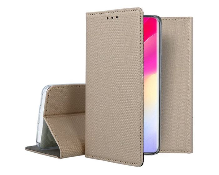 Forcell Smart Book Case με Δυνατότητα Stand Θήκη Πορτοφόλι Gold (Xiaomi Mi Note 10 Lite)