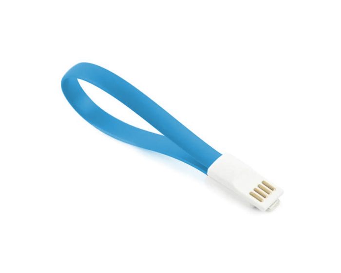 Mini USB καλώδιο φόρτισης - Data sync 20 cm με μαγνήτη Μπλε (Lightning)