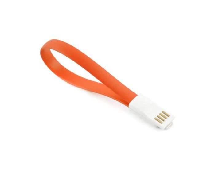 Mini USB καλώδιο φόρτισης - Data sync 20 cm με μαγνήτη Πορτοκάλι (Lightning)