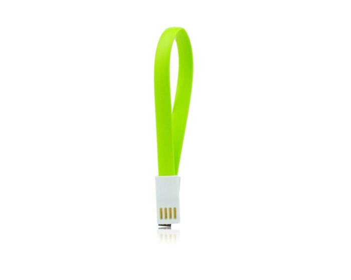 Mini USB καλώδιο φόρτισης - Data sync 20 cm με μαγνήτη Πράσινο (Lightning)