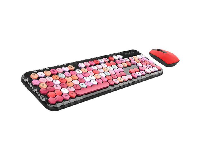 MOFII Honey Plus Keyboard + Mouse Σετ Ασύρματο Πληκτρολόγιο με Ποντίκι - Black / Red