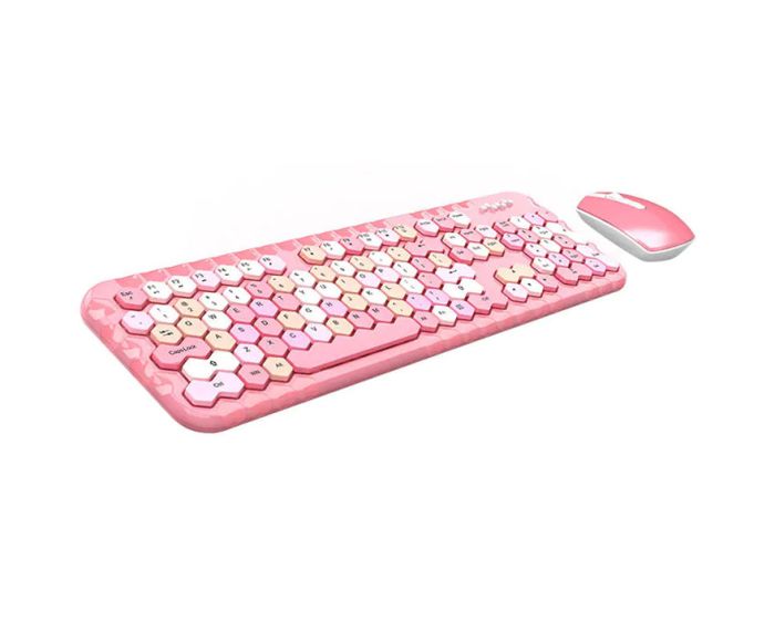 MOFII Honey Plus Keyboard + Mouse Σετ Ασύρματο Πληκτρολόγιο με Ποντίκι - Pink