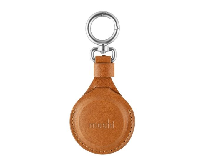 Moshi Eco Leather Apple AirTag Key Ring Θήκη Μπρελόκ - Caramel Brown