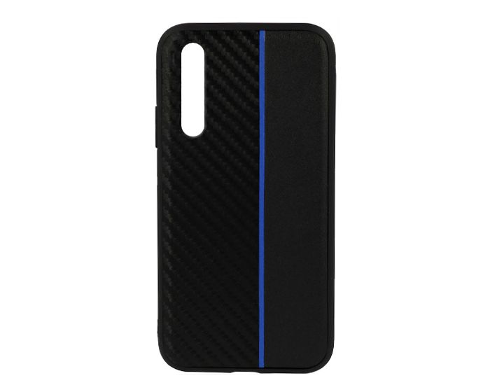 Moto Carbon Case with Stripe Ανθεκτική Θήκη Black / Blue (Huawei P30)