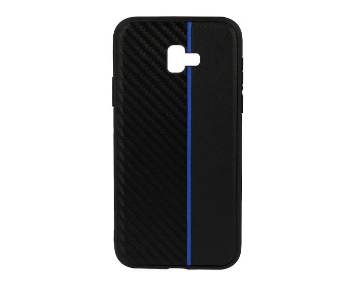 Moto Carbon Case with Stripe Ανθεκτική Θήκη Black / Blue (Samsung Galaxy J6 Plus 2018)