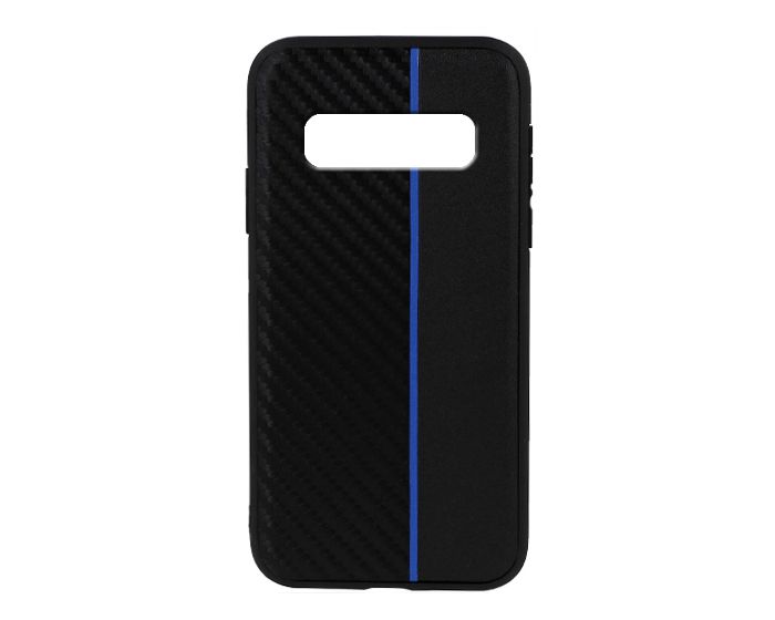 Moto Carbon Case with Stripe Ανθεκτική Θήκη Black / Blue (Samsung Galaxy S10)