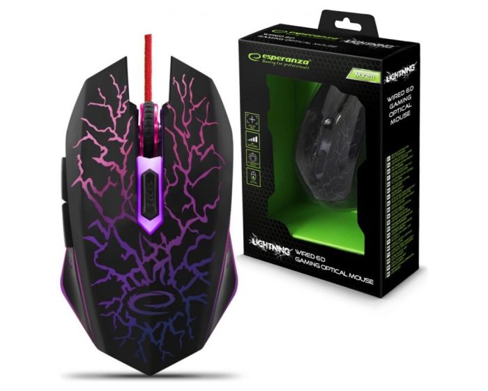 Esperanza EGM211R Lightning Gaming Mouse 6D Led Ενσύρματο Ποντίκι Υπολογιστή - Black