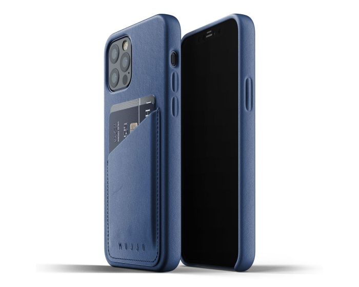 Mujjo Full Leather Wallet Case Δερμάτινη Θήκη - Monaco Blue (iPhone 12 / 12 Pro)