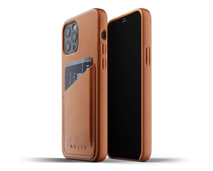 Mujjo Full Leather Wallet Case Δερμάτινη Θήκη - Tan (iPhone 12 / 12 Pro)