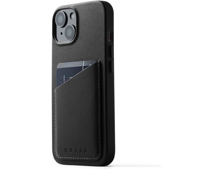 Mujjo Full Leather Wallet Case (MUJJO-CL-024-BK) Δερμάτινη Θήκη - Black (iPhone 14)