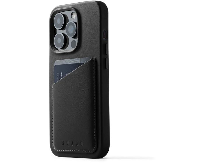 Mujjo Full Leather Wallet Case (MUJJO-CL-028-BK) Δερμάτινη Θήκη - Black (iPhone 14 Pro)