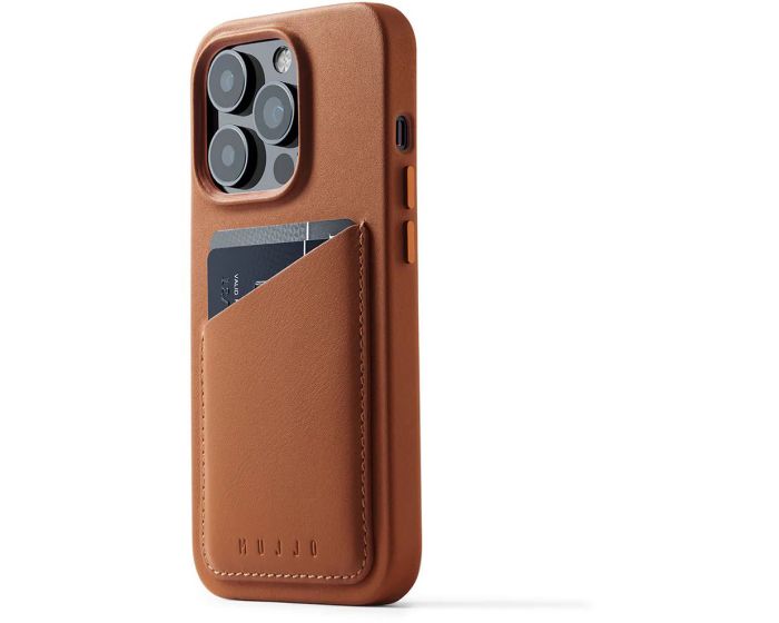 Mujjo Full Leather Wallet Case (MUJJO-CL-028-TN) Δερμάτινη Θήκη - Tan Brown (iPhone 14 Pro)