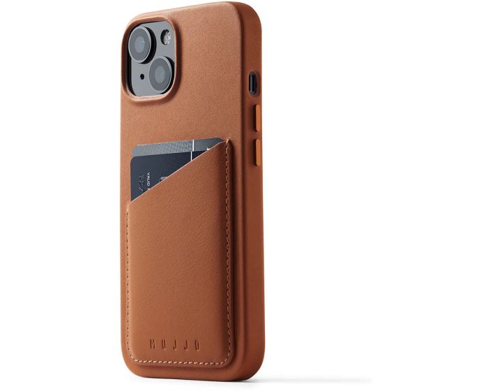 Mujjo Full Leather Wallet Case (MUJJO-CL-024-TN) Δερμάτινη Θήκη - Tan Brown (iPhone 14)