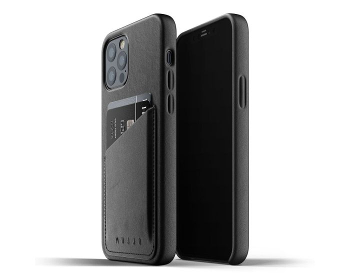 Mujjo Full Leather Wallet Case Δερμάτινη Θήκη - Black (iPhone 12 / 12 Pro)