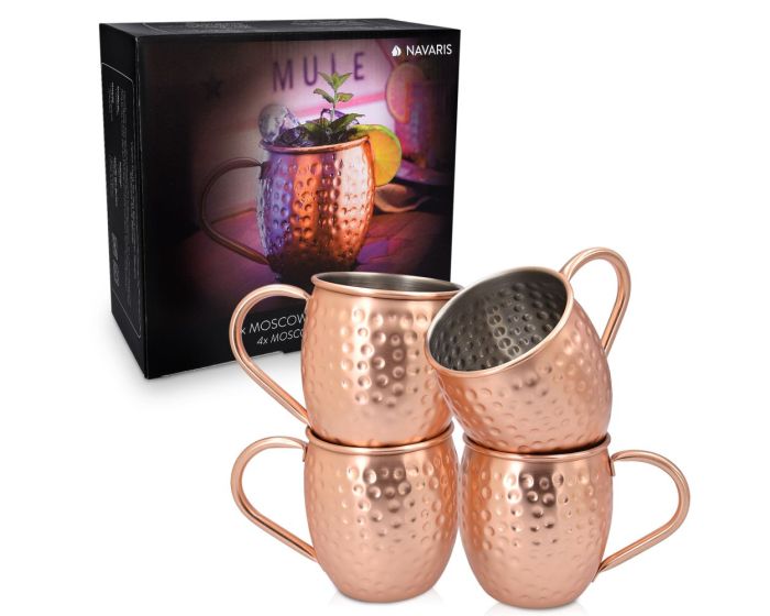 Navaris 4x Moscow Mule Copper Mugs (46859.01) 4x 500ml Κούπες από Ανοξείδωτο Χάλυβα με Επίστρωση Χαλκού