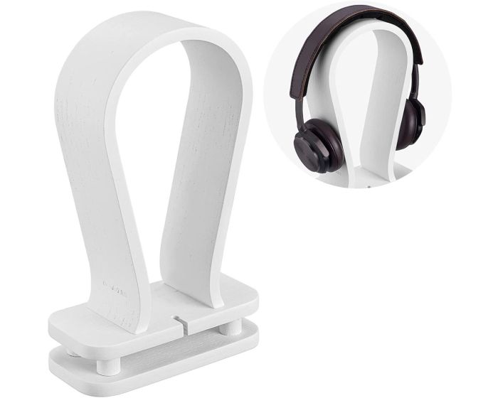 Navaris Omega Headphone Stand Ξύλινη Βάση Στήριξης Ακουστικών με Εγκοπή Καλωδίου (53329.02) Λευκό