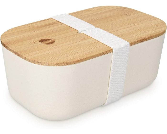 Navaris Bento Japanese Style Lunch Box (47540.02.2) Δοχείο Φαγητού με Καπάκι από Μπαμπού 1100ml - White