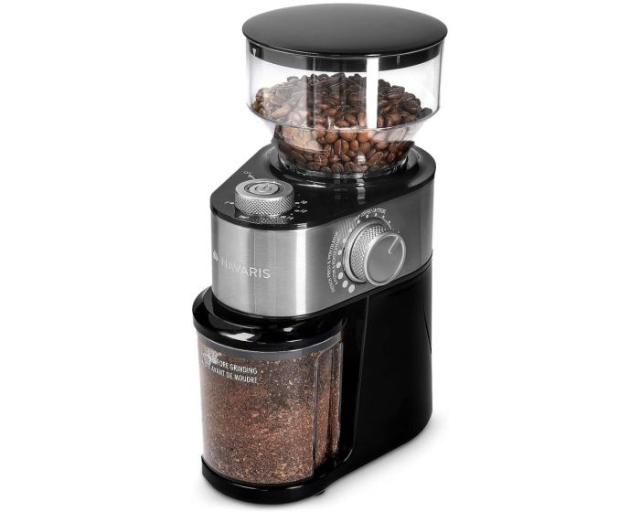 Navaris Electric Coffee Grinder (48461.04) Μύλος Καφέ με Δίσκο από Ανοξείδωτο Ατσάλι 200W - Silver / Black
