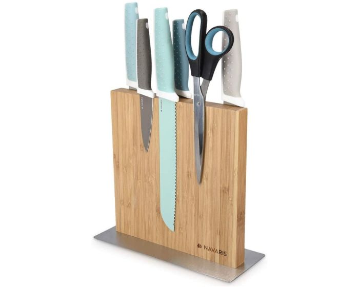 Navaris Double Sided Wooden Magnetic Knife Holder (50416.025.01) Μαγνητική Βάση Στήριξης για Μαχαίρια 22 x 22,5cm - Bamboo